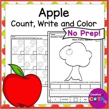 Preview of Occupational Therapy Fall Apple Count and Write Numbers Coloring Pages