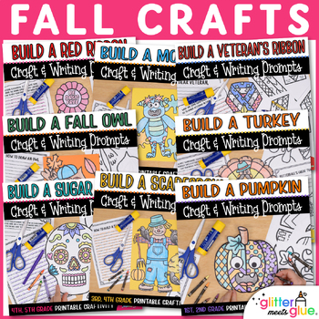 Preview of No Prep Fall Crafts, Writing Prompts, & Templates: 8 Printable Activities Bundle