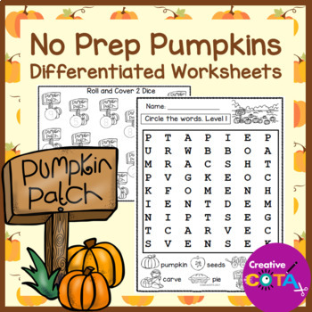 Preview of Occupational Therapy No Prep Fall Pumpkin Math and Writing Center Activities