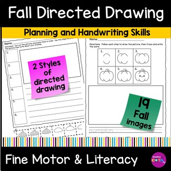 Preview of Occupational Therapy Fall Writing Picture Prompts Fine Motor Directed Drawing 