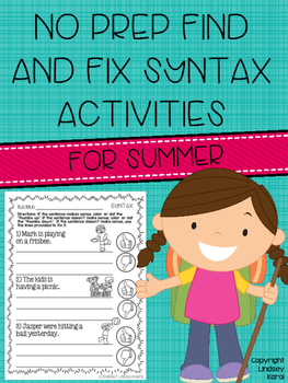 Preview of No Prep Find and Fix Syntax Activities for Summer