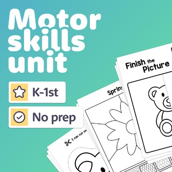 Preview of No Prep Fine Motor Skills Unit | Kindergarten, 1st, 2nd Grade Drawing & Cutting