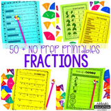 No Prep Fractions Printables - Identifying, Fractions, & Equivalent Fractions