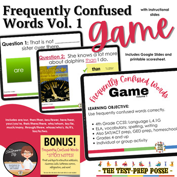 Preview of No Prep! Frequently Confused Words Game Vol. 1 Set 1 (with instructional slides)