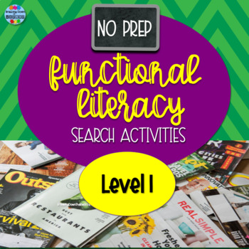 Preview of No Prep Functional Literacy Search Activities - Level 1