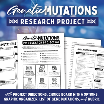 Preview of No-Prep Genetic Mutations Project with over 80 DNA Mutations to Research