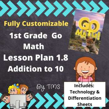 Preview of No Prep Go Math Grade 1 Addition Lesson Plan 1. 8 w/ Tech & Differentiation