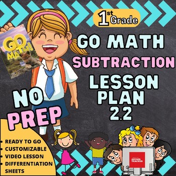 Preview of No Prep Go Math Grade 1 Subtraction Lesson Plan 2.2 w/ Tech & Differentiation