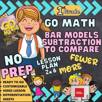 Preview of No Prep Go Math Subtract to Compare Lesson 2.6/ More Fewer Bar Models Word Probl