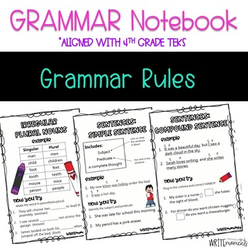 Preview of STAAR Writing Grammar Notebook- 4th Grade