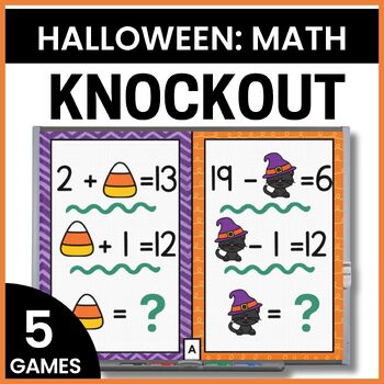 Preview of No Prep Halloween Math Games - Adding & Subtracting Within 100 - Rounding