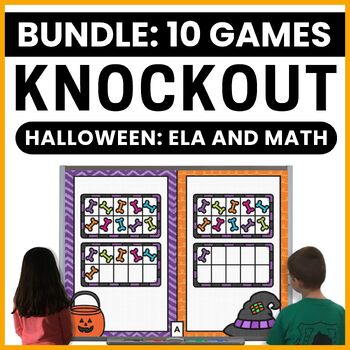 Preview of No Prep Halloween Math Games and Halloween Literacy Games for K-1 Knockout