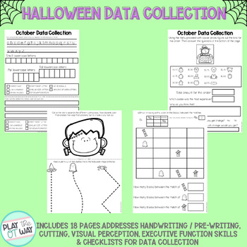 Preview of No Prep Halloween OT Data Tracking Packet Handwriting, Visual Perception, EF
