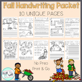 No Prep Handwriting Packet Occupational Therapy Fall Print & Go