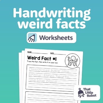 Preview of No Prep Handwriting Worksheets | 1st 2nd 3rd 4th Handwriting Weird Facts