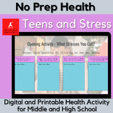 No Prep Health: Stress and Teens Activity for Middle and H