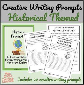 Preview of Historical Fiction Creative Writing Prompts Worksheets for Elementary Students