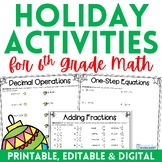 6th Grade Christmas Math Activities | Holiday Math Workshe