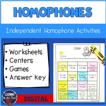 Preview of Homophone Worksheets Free