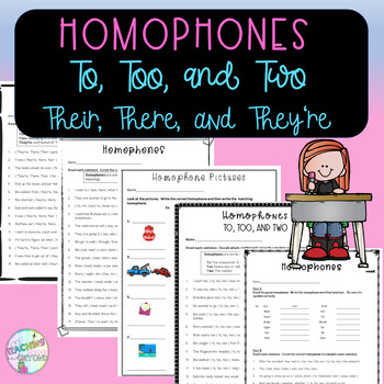 Preview of Homophones: To, Two, Too, and There, Their, and They're