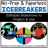 No-Prep Icebreakers {This or That, 4 Corners, What Would T