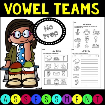 Preview of No Prep, Ink Friendly Vowel Team Assessment Pack