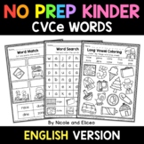 No Prep Kindergarten CVCe Word Work - Distance Learning