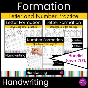 Preview of No Prep Preschool or Kindergarten Handwriting Tracing Letter & Number Formation
