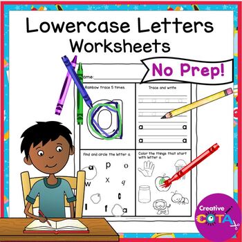 Preview of Kindergarten Literacy Alphabet Writing Worksheets Lowercase Letter Formation