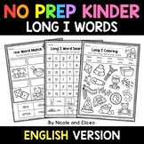 No Prep Kindergarten Long I Word Work - Distance Learning