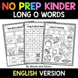 No Prep Kindergarten Long O Word Work - Distance Learning