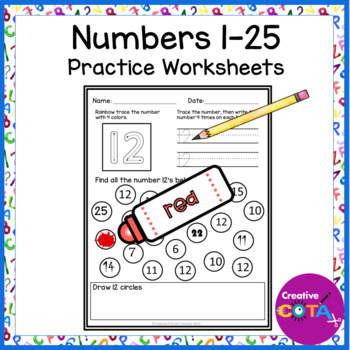 Preview of Kindergarten Math Morning Work Numbers to 25 Formation & Identification