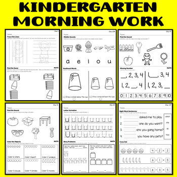No Prep Kindergarten Morning Work || Math And ELA || For An Entire Year
