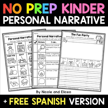 Preview of No Prep Kindergarten Personal Narrative Writing - Distance Learning