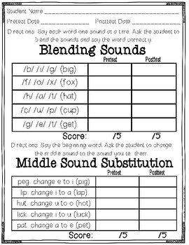 no prep kindergarten reading readiness assessment data sheets tpt