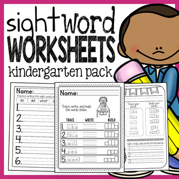 Preview of Kindergarten Sight Words Worksheets [NO PREP]