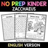 No Prep Kindergarten Zacchaeus Bible Lesson - Distance Learning