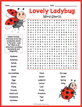 Ladybug Word Search FUN by Puzzles to Print | Teachers Pay Teachers