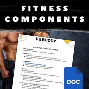 Preview of No Prep Lesson Plan: 11 Fitness Components | Year 7-11