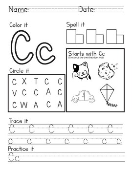 No Prep - Letter Worksheet A-M by SR Learn with me | TPT