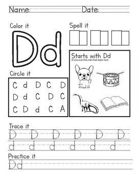 No Prep - Letter Worksheet A-M by SR Learn with me | TPT