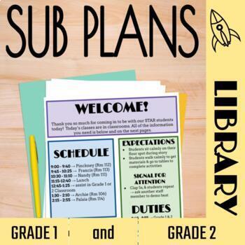 Preview of No-Prep Library Sub Plans: Grades 1 and 2