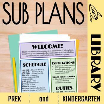 Preview of No Prep Library Sub Plans: PreK and Kindergarten