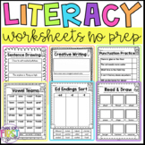 No Prep Literacy Worksheets: Literacy Activities