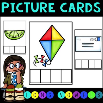 Preview of No Prep Long Vowel and Vowel Team Picture Cards Elkonin Boxes