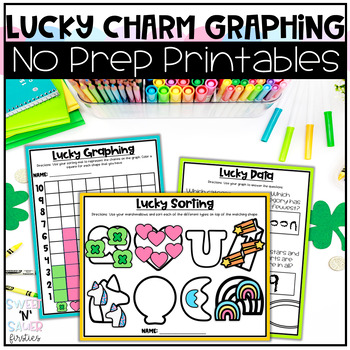 Preview of No Prep Lucky Charm Graphing Printables for St. Patrick's Day Math
