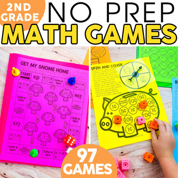 Preview of No Prep Math Centers and Games for Partners and Small Groups - 2nd Grade