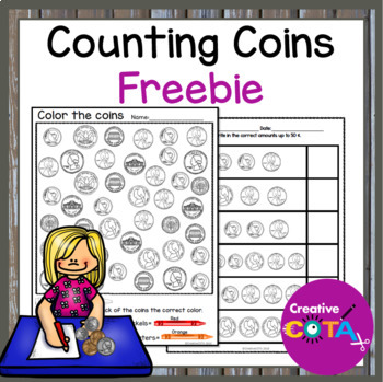 Preview of Free No Prep Math Money Counting Coins Activities and Worksheets