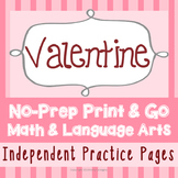 No-Prep Math & ELA - Valentine's Day