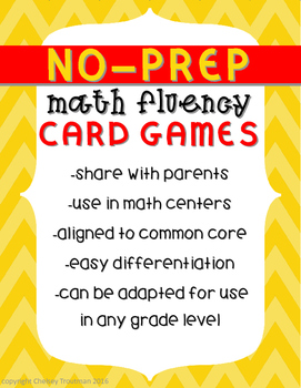 Preview of No-Prep Math Fluency Card Games FREEBIE